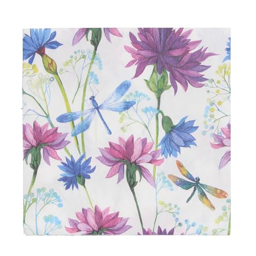 Gisela Graham Cornflower & Dragonfly Paper Napkins - Pack of 20