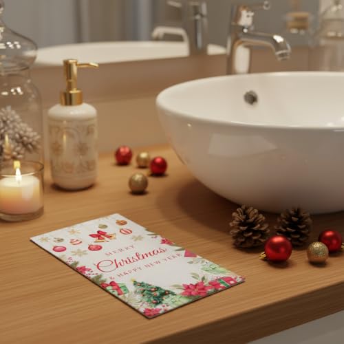 Christmas & New Year Napkins – Holiday Disposable Guest Towels with Gold Snowflakes & Bells – Perfect for Dinner, Party, Cocktail, Bathroom, Wedding & Holiday Celebrations, Serve 50 – Image 7