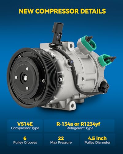 Image of PHILTOP C2914 Air Conditioner AC Compressor for Hyundai Elantra 2014-2016 1.8L,2014-2017 2L,Elantra GT 2014-2017,2018-2020 2L, Kia Soul 2014-2019 2.0L,Forte 2014-2016,Forte5 /Forte Koup 2014-2016 2.0L