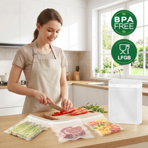 Image of Bonsenkitchen Precut Vacuum Bags 120 Quart 8 inch x 12 inch | BPA Free, Textured Food Sealer Bag, Thick Embossed, Sous Vide Cooking Bags for Storage