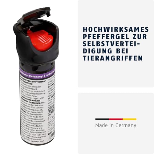 ABUS Abwehrspray-Gel zur Tierabwehr - hochwirksames Pfeffergel zur Selbstverteidigung bei Tierangriffen - bis zu 6 m Reichweite - mit UV-Marker - sprüht auch über Kopf