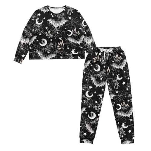 Image of Womens Lounge Set Long Sleeve Soft Pajama Sets | Casual 2 Piece Pj Outfit, Crewneck Sleepwear with Pockets, Adjustable Drawstring, Soft Comfy Fall Pajamas, Plus Size