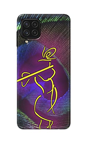 Image of PRINTFIDAA Lord Krishna On Peacock Feather Hard Back Cover for Samsung Galaxy A22 4G Back Cover -(P6) KAT1007