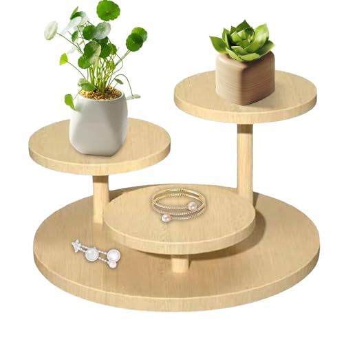 3 niveles expositor madera escaparate estatuilla organizador perfume soporte de madera multinivel estante para figuras joyería esmalte de uñas magdalenas especias cosméticas