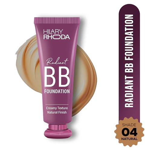 Image of Hilary Rhoda Radiant BB Foundation for Women | 9 to 5 Stay BB Cream | Hides Blemishes & Dark Spots | Blend Easily | Lightweight & Ultra-Creamy Formula | Travel-Friendly & Dewy Finish - 60g (Natural| Shade 04)