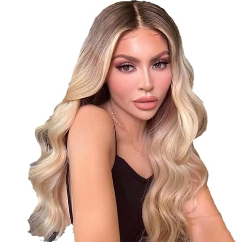Perruque longue bouclée ondulée raie libre cheveux naturels bouclés fibre chaleur