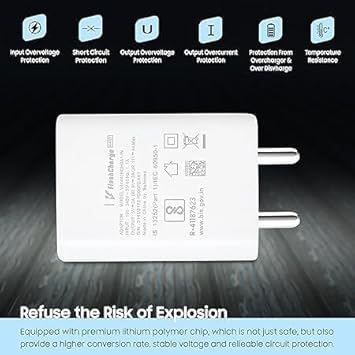 Image of 44W Flash Type C Charger Adapter Compatible with iQOO Z6 /Z6 44W /Z6 lIte 5G /T1 /Neo 6 /Z7 /Z7 Pro /V23 /V23e /V23 Pro /V25 /V25e /V25 Pro /V26 /V27 /Y35 /Y73 /V215G Series USB-C (DP118)