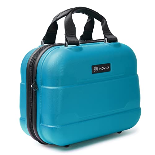 Image of NOVEX Vanity Box for Women - Unbreakable Polycarbonate Makeup Organizer | Travel Toiletry Bag with Dividers | Stylish Multifunctional Use Cosmetic Storage Case with Zipper | Turquoise