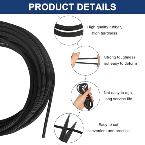 Miniatura 3 de 15m Cordón De Goma Negro Ø 5mm, Cordón De Goma Para Mosquiteras Con Rodillo De Refuerzo, Mosquitera De Ventanas Para Rodillo Herramienta