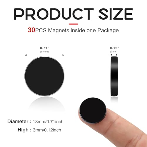 Image of 30Pcs Small Magnets, 18x3mm Round Black Refrigerator Magnet | Fridge Magnets for Crafts Kitchen