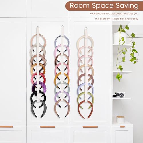 Floruvia 3er Set Haarband Halter Organizer für Mädchen,Hängender Haarband Aufbewahrung, Weißes Haarreifen Display Organizer für Schlafzimmer&College Dorm Dekor