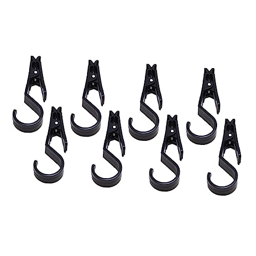 BESPORTBLE 8 Piezas Gancho De Clip De Tela Ganchos De Garaje Gancho Al Aire Libre Quebrar Clips De Mosquetón Exterior Manos Ganchos sobre El Gancho De La Puerta Estante Lona El Plastico Black