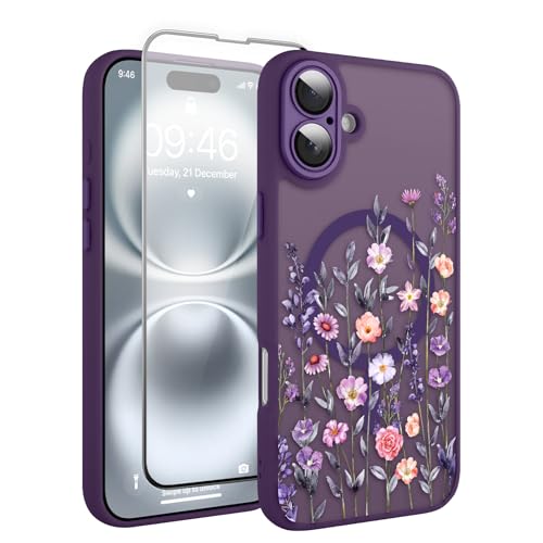 Coque antichoc iPhone 16 MagSafe violette protection écran intégrale