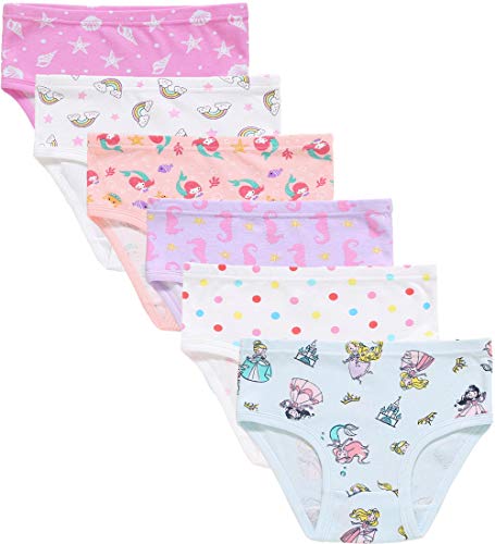 Slenily Girls Mermaid Underwear Satrs Briefs Children Panties Set (Pack of 6) Size 4T