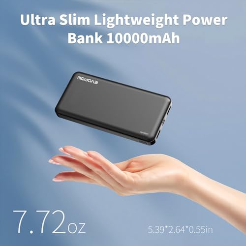 2 Pack Portable Charger, Slimmer 10000mAh Power Bank, USB C in&Out Fast Charging Battery Pack, Portable Power Bank for iPhone 16 15 14 13 12 Tablet Samsung S23 S22 Pixel and Heated Vest (Black)
