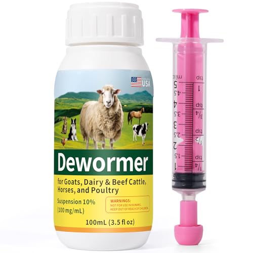 Dewormer Fenbendazole for Goats Control of Stomach Worms Tapeworms Hookworms & Nodular Worms Safe for Goats Horses Poultry & Other Livestock 100 mL