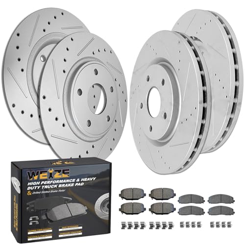 330mm Front 328mm Rear Brake Rotors + Brake Pads Replacement for 2012...