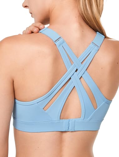 Image of Yvette Women's High Impact Sports Bra for Running | High Support, No Bounce, Large Bust, Pickleball, Gym Workout, Adjustable Straps, Crisscross Back, Wireless, Sewn in Pads