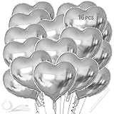 Package Include: 18 inch heart shaped balloons (16 Pcs Silver) + straw and ribbon How to Use: Use the plastic straw inflate the gas slowly until 90% filled, pull the straw out, hang the love heart shaped balloons banner with the ribbon on wall, windo...