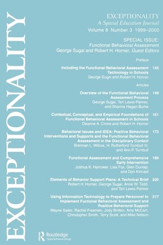 Functional Behavioral Assessment (Special Issue of Exceptionality, 3)