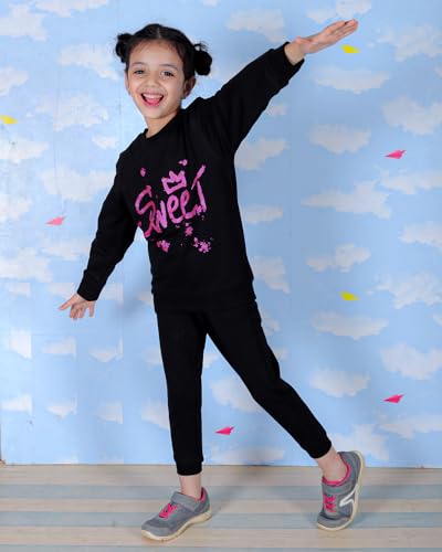 Image of The Mom Store Kids Sweatshirt With Joggers Set| Cotton With French Terry | Cute Prints | Warm | For Boys & Girls | Trendy Winter Sets For Kids | Hoodie And Sweatpant Set