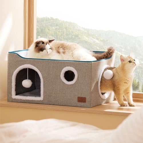 Bedsure US000321G0M Extra-Wide Cat House For Indoor Cats - Large Cat Cave For Pet Cat House With Fluffy Ball Hanging And Scratch Pad thumb #6