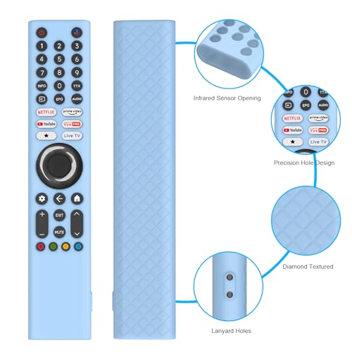 Image of Silicone Remote Cover for Xiaomi Mi TV 2025 Model Remote, Black, Diamond Textured, Precision Button Holes (LUMINIOUS Blue, XIAOMI TV 2025)