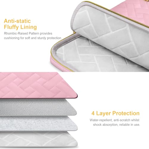 Image of Lacdo 14 Inch Laptop Sleeve Case for HP Lenovo Dell ASUS Chromebook 14 / HP Pavilion Stream 14 / Dell Inspiron 14 / Lenovo IdeaPad 14 / Aspire /ASUS ZenBook Computer Bag Water-Resistant, Sakura Pink