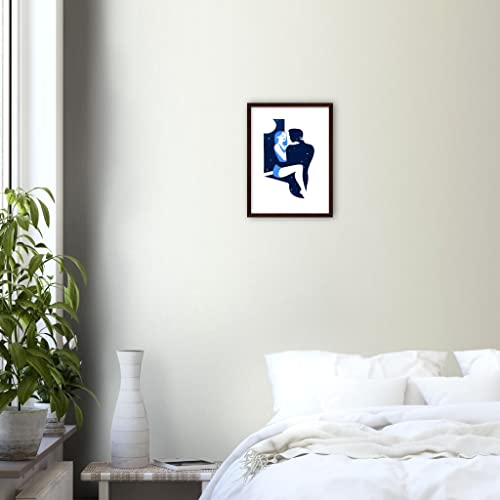 Décoration murale romantique Embrace bleue cadre bois 30x40