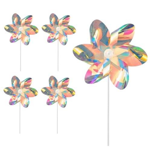 ZENQARI 5 Moulins à Vent Réfléchissants, Jouets Lumineux Rotatifs, pour Fêtes Enfants, Décoration Jardin, Animation Événements