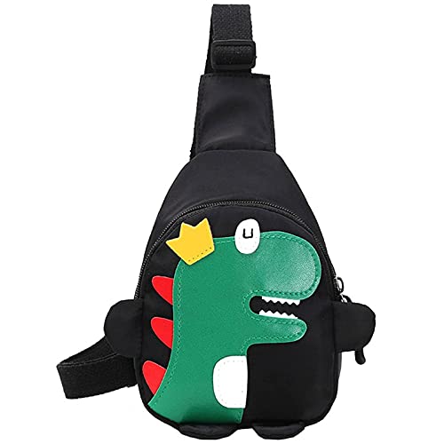 Zaino per bambini Carino Leggero Dinosauro Crossbody Bag Anti Theft Satchel Mini Petto Bag Borsa a tracolla Borsa a tracolla Per Ragazzi Ragazze Bambini, Nero