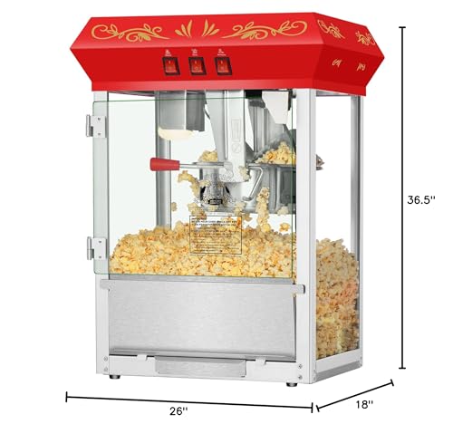 Superior Popcorn Company 4645 SPC MOVIENGHT RED TOP 8OZ Movie Night Countertop Popcorn Machine - 3 Gallon Popper thumb #9