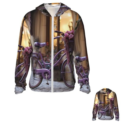 NONHAI Men's Sun Protection Jacket UPF 50+ Full Zipper Long Sleeve UV Hoodie Shirt Purple Bike by Women's Outdoor Jacket