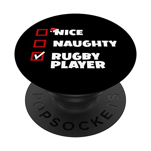 Divertido Navidad Naughty Rugby Jugador de Navidad Broma PopSockets PopGrip Intercambiable
