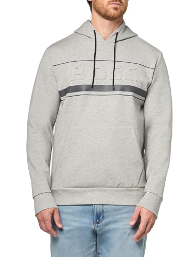BOSS Men's Interlock Embossed Logo Hooded Sweatshirt