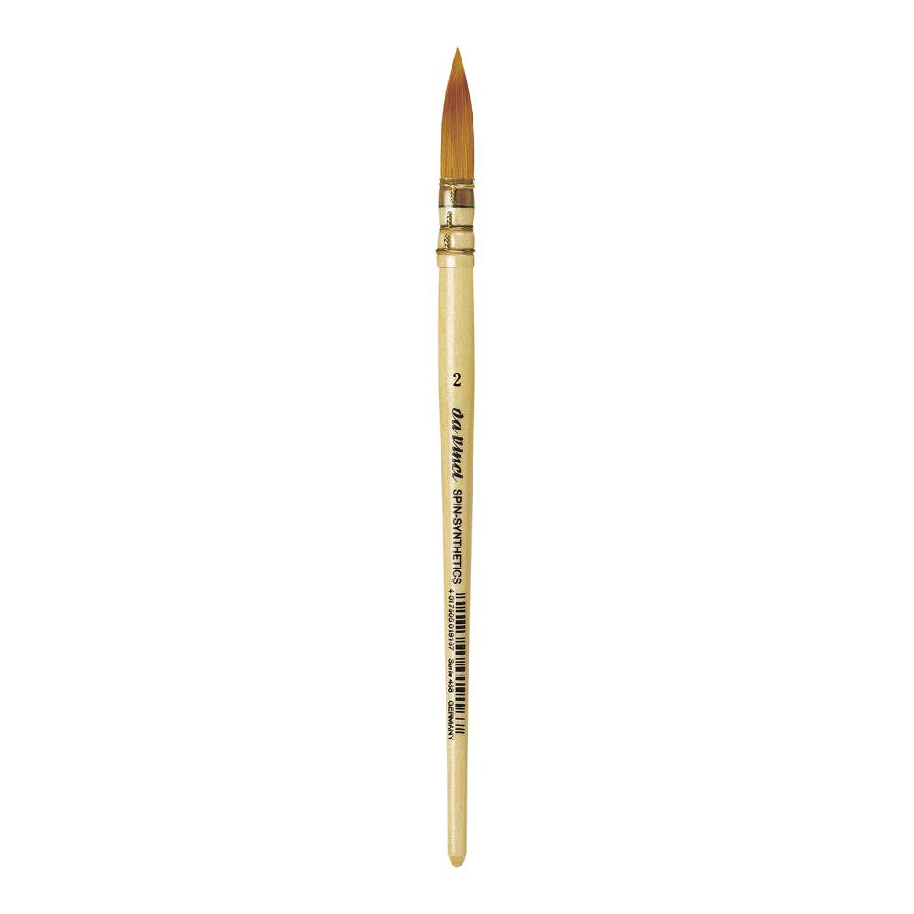 da Vinci Watercolor Series 488 CosmoTop Spin Paint Brush, Round Synthetic with Lacquered Natural Handle, Size 2