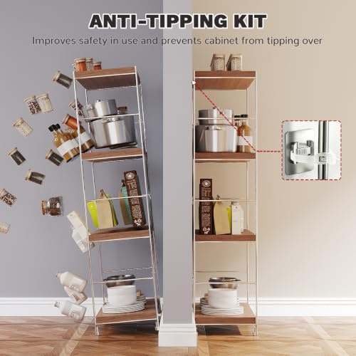 Image of 4-Tier Industrial Bookshelf, Wood and Metal Shelf Unit, Storage Bookcase