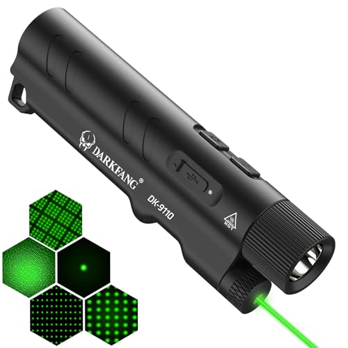 DARKFANG EDC Flashlight with Green Beam, Long Range Portable Flashlight for Hiking and Camping Outdoor