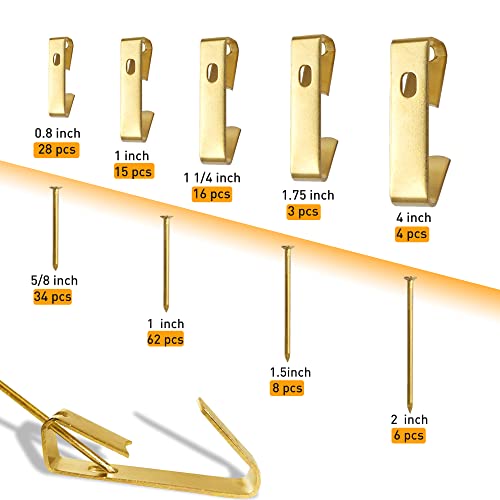 Image of 222pcs Picture Hanging Kit, Picture Hanger Assortment, Heavy Duty Frame Hooks with Nails, Hanging Wire, Screw Eyes, D Ring and Sawtooth Hardware for Frames Mounting