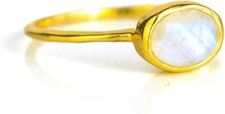 Tiny Oval Gemstone Stacking Ring, Minimalist Thin Ring Band, Everyday St...