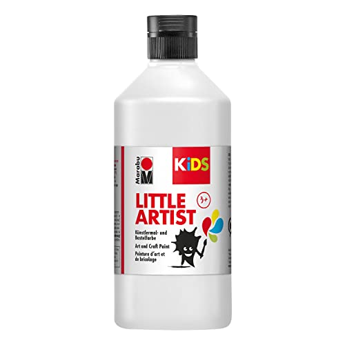 Marabu KiDS Little Artist 500 ml, Weiß, Künstlermal- und Bastelfarbe für Kinder ab 3 Jahren, Kindermalfarbe auf Wasserbasis, auswaschbar, Made in Germany, vegan, glutenfrei, 03050075070