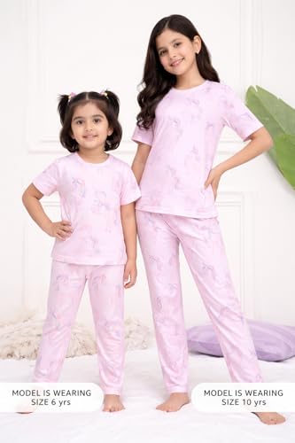 Image of NammaBaby Girl's Soft Cotton Night Suit (Printed T-Shirt & Pant Set /Girls Night Dress /Nightwear) Pack of 1