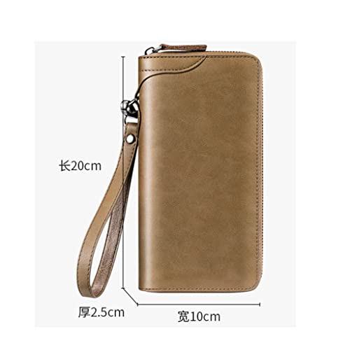Men's Long Vintage Purse Zipper Money Clip Leather Clip Card Bag Card D-20 * 2.5 * 10cm2