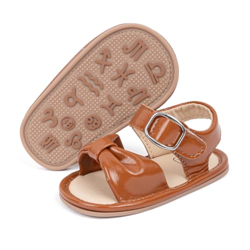 Image of Babelvit Infant Baby Girl Boy Sandals Comfort Premium Summer Outdoor Casual Beach Shoes with Flower Bowknot Anti Slip Rubber Sole Newborn Toddler Prewalker First Walking Shoes
