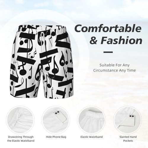 Short de bain pour homme avec doublure musique noir - 5
