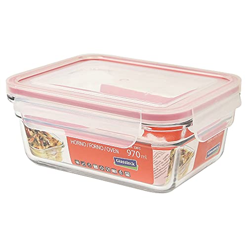 Glasslock (OCRT-090, 970ml) Rechteckige Vorratsdose aus temperiertem Glas, ofengeeignet - Oven Typ Cover