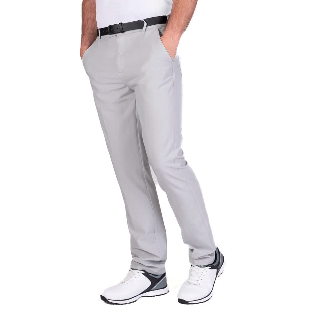 Island GREEN Essentials Men's Tour Tapered Stretch Breathable Flexible Trouser, Light Grey, 36W/29L