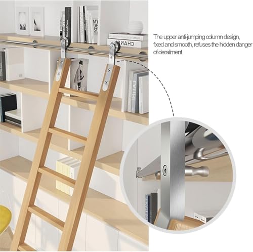 Tube rond mobile acier inoxydable pour échelle de bibliothèque 700cm