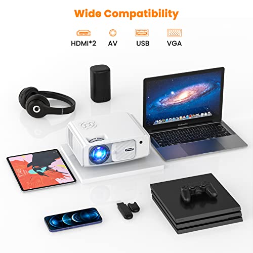 Vyser Projector With 5G Wifi & Bluetooth, 400Ansi Native 1080P Movie Projector With Screen, 4P/4D Keystone Correction, 300" Portable Outdoor Projector Compatible With Hdmi, Vga, Usb, Ios/Android #TOP6