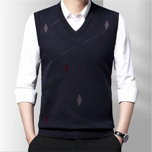 Men’S Thickened Warm V-Neck Knitted Sweater Vest Business Casual Sleeveless Pullover Tank Top3